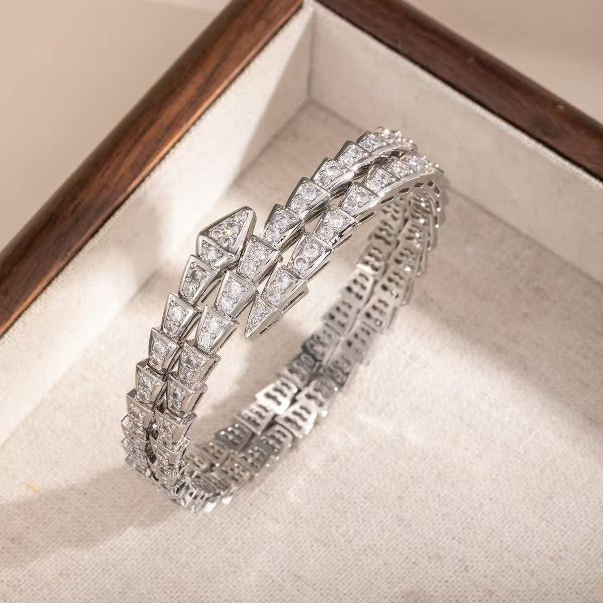 Bvlgari Snake Triple Fold Bracelet Bangle for Women