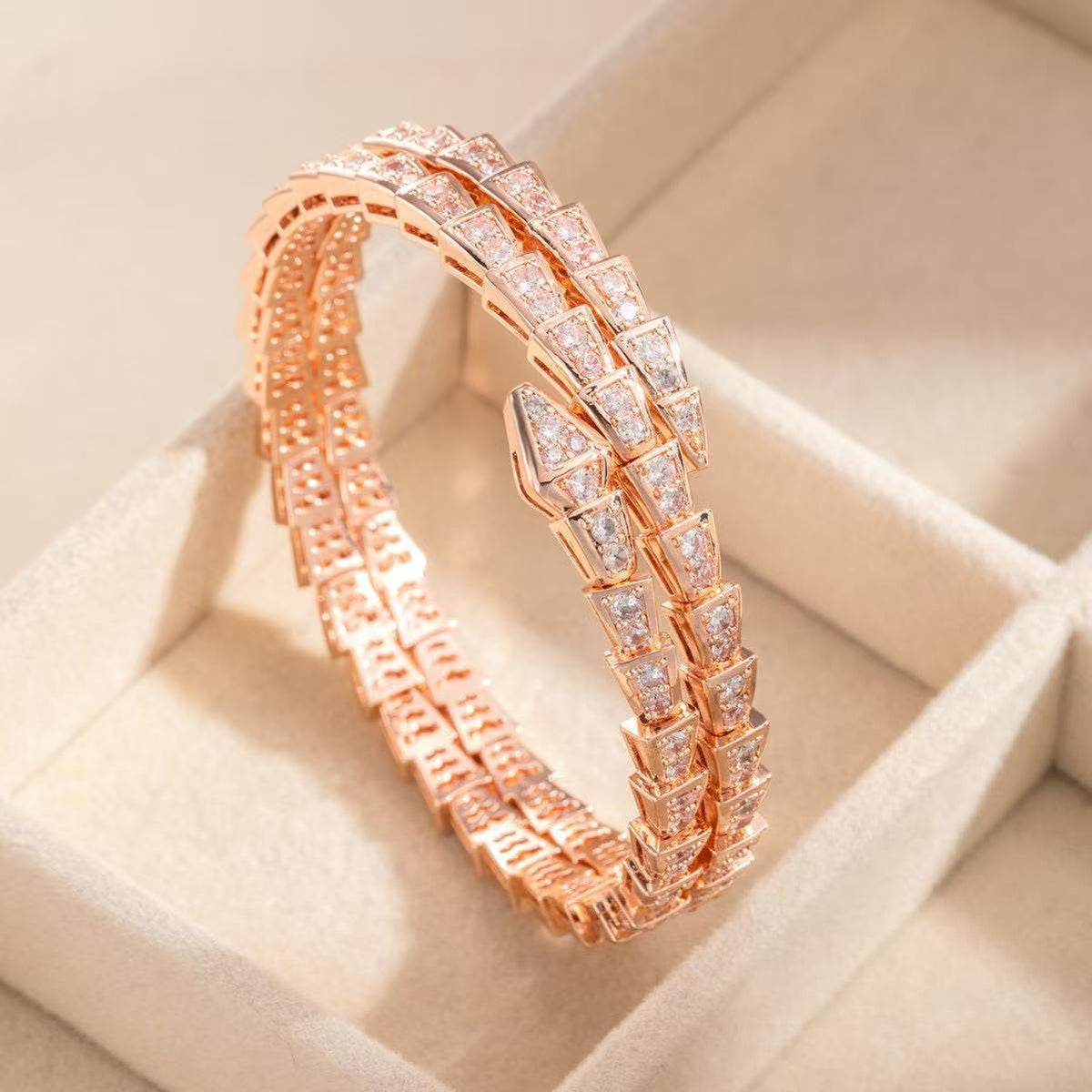 Bvlgari Snake Triple Fold Bracelet Bangle for Women