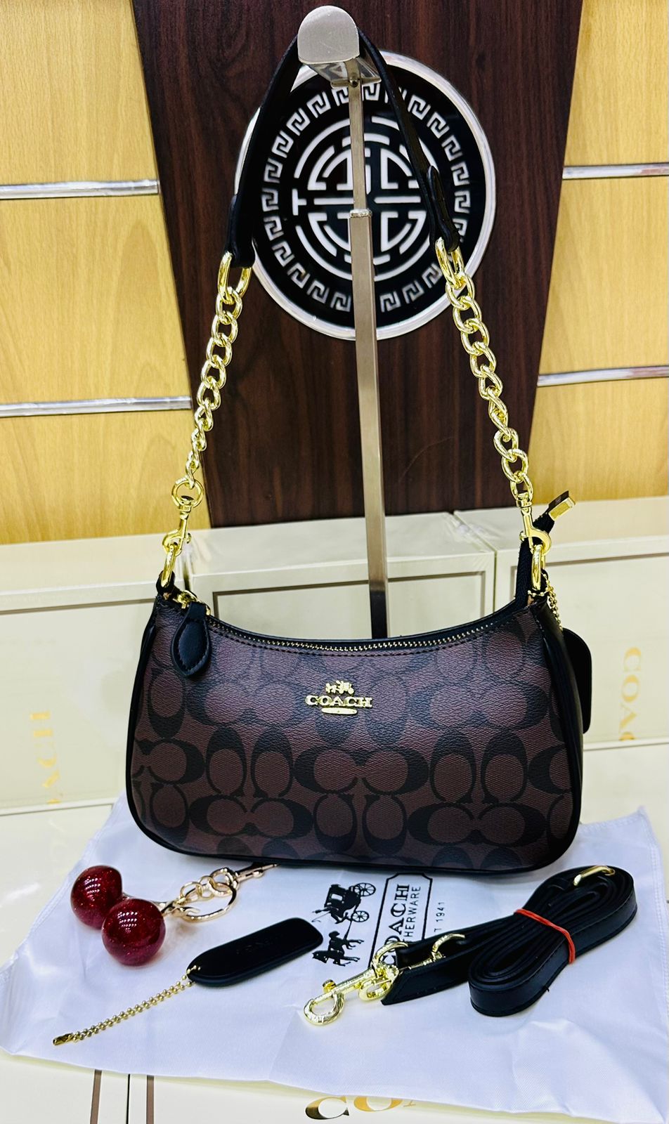 Coach Teri Shoulder Bag with Cherry Keychain 2