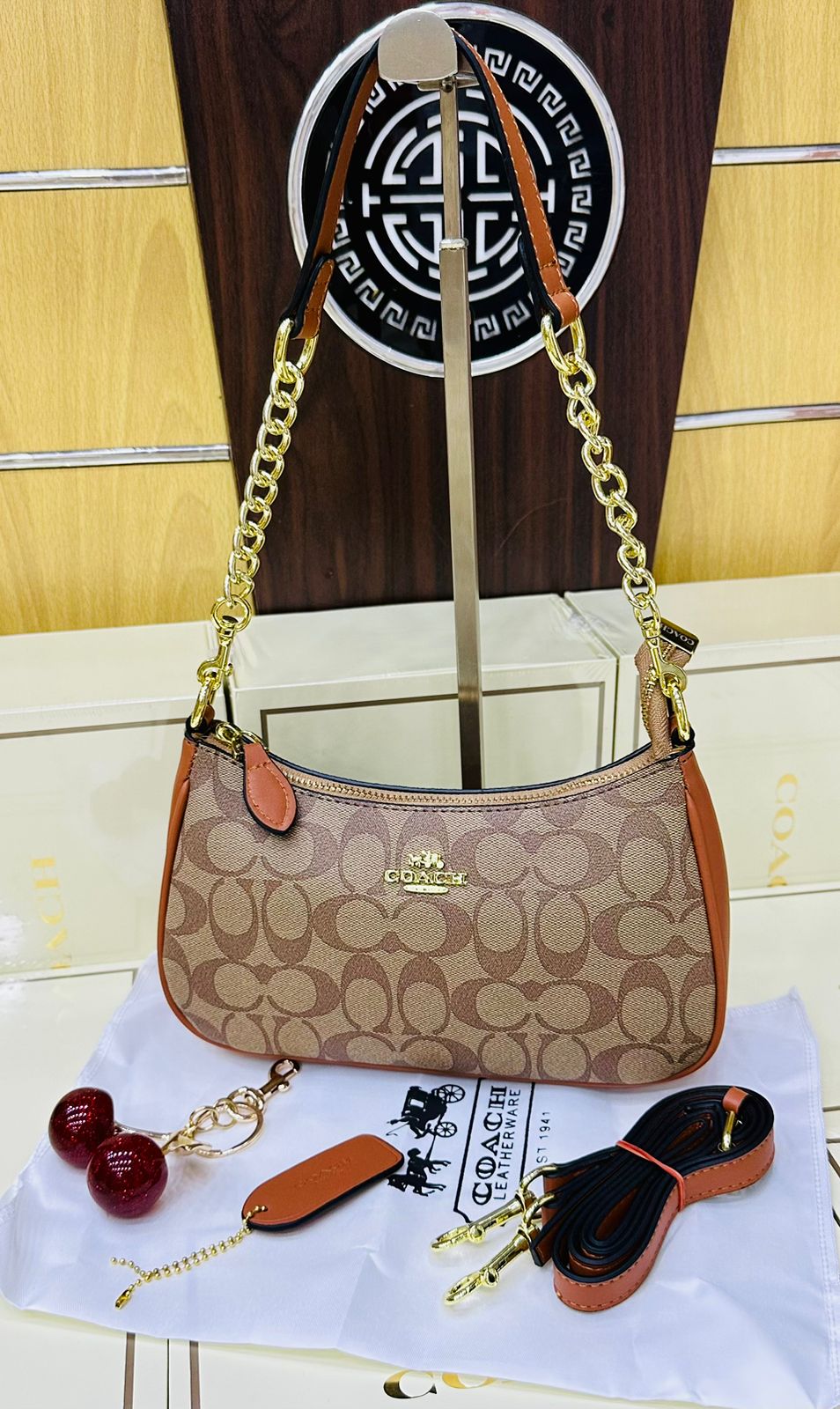 Coach Teri Shoulder Bag with Cherry Keychain 4