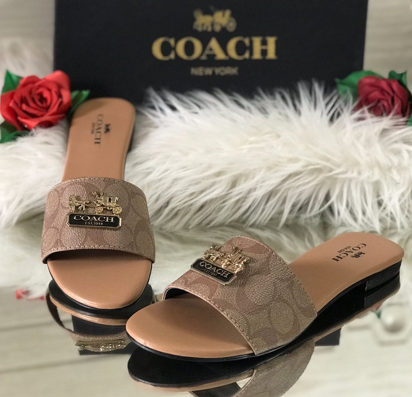Coach Slippers Beige