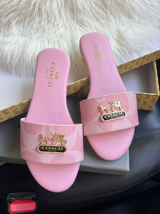 Luxury Co-ach Pink Slippers for Women