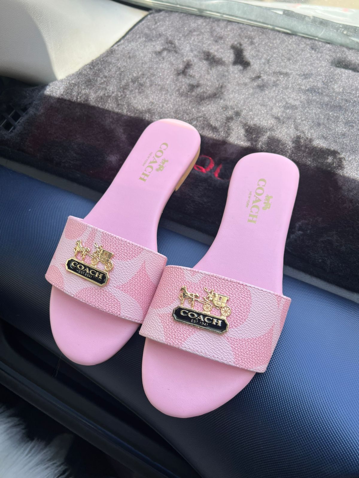 Luxury Co-ach Pink Slippers for Women