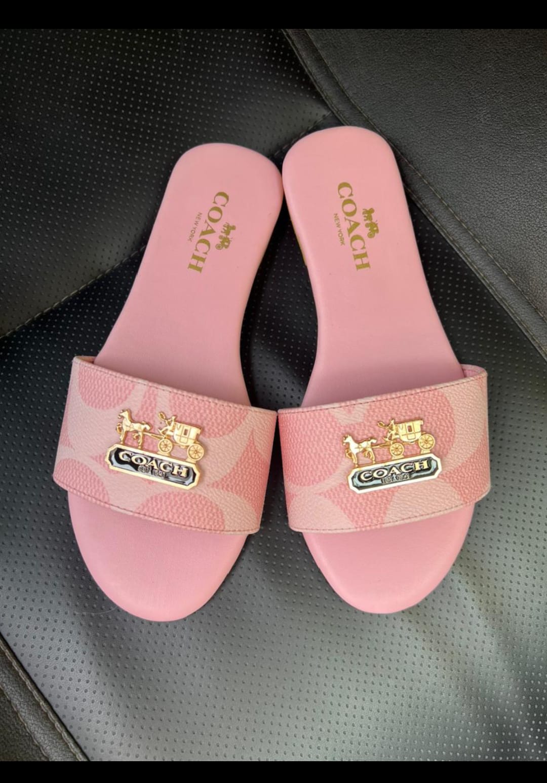 Luxury Co-ach Pink Slippers for Women