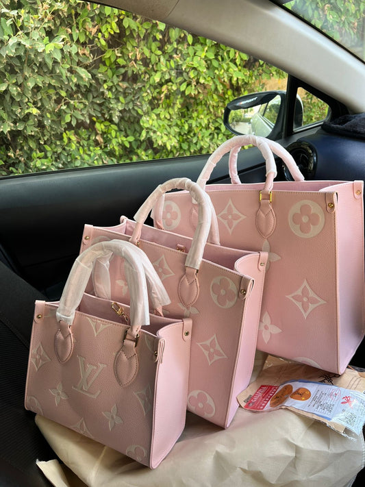 Famous L V Lou-is Vui-tton OnTheGo Bag Pink Color PM MM GM sizes Tote Bag for Women