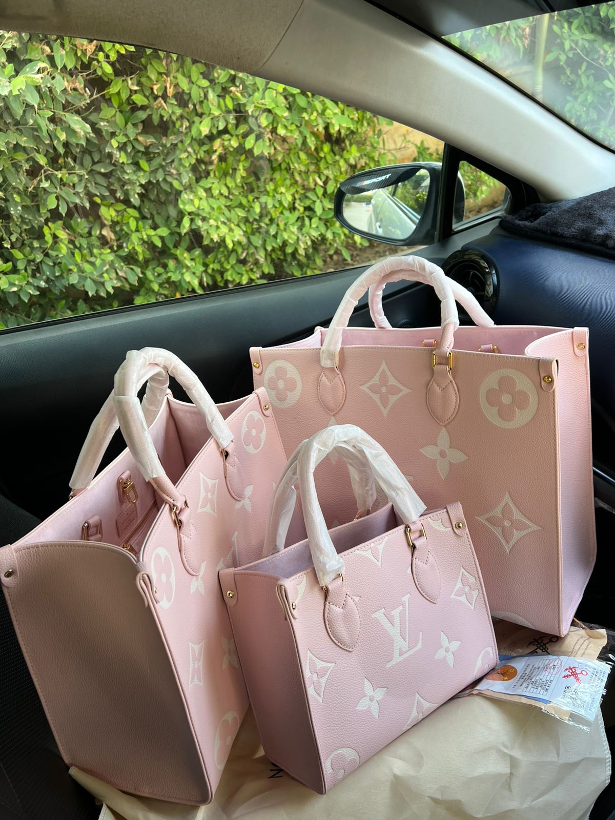 Famous L V Lou-is Vui-tton OnTheGo Bag Pink Color PM MM GM sizes Tote Bag for Women