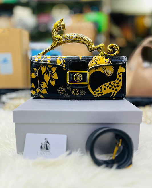 Lanvin Pencil Cat Leather Shoulder Bag for Women