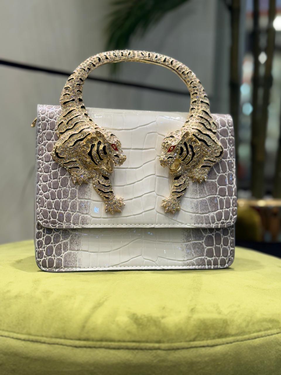 Roberto Cava-lli Tiger Embellished Hand Bag for Women