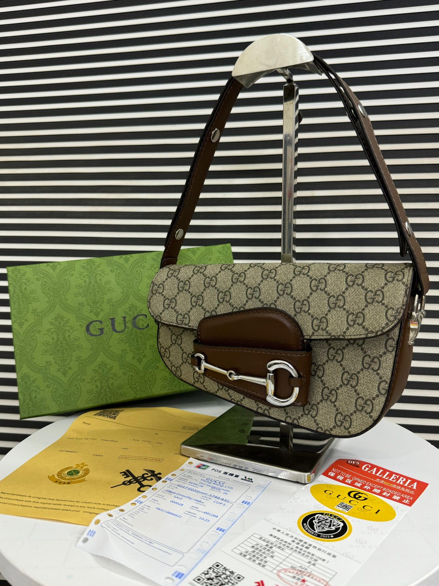 Famous Brand GG Guc-ci Horsebit 1955 Monogrammed Small Shoulder Bag for Women