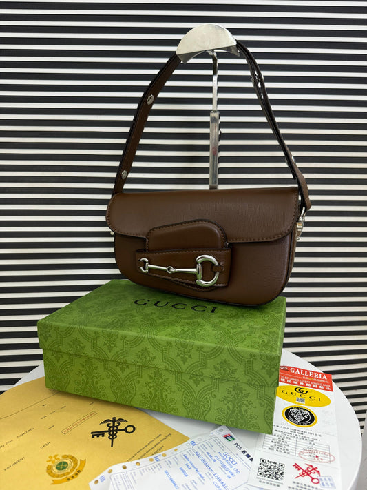 Famous Brand GG Guc-ci Horsebit 1955 Monogrammed Small Shoulder Bag for Women