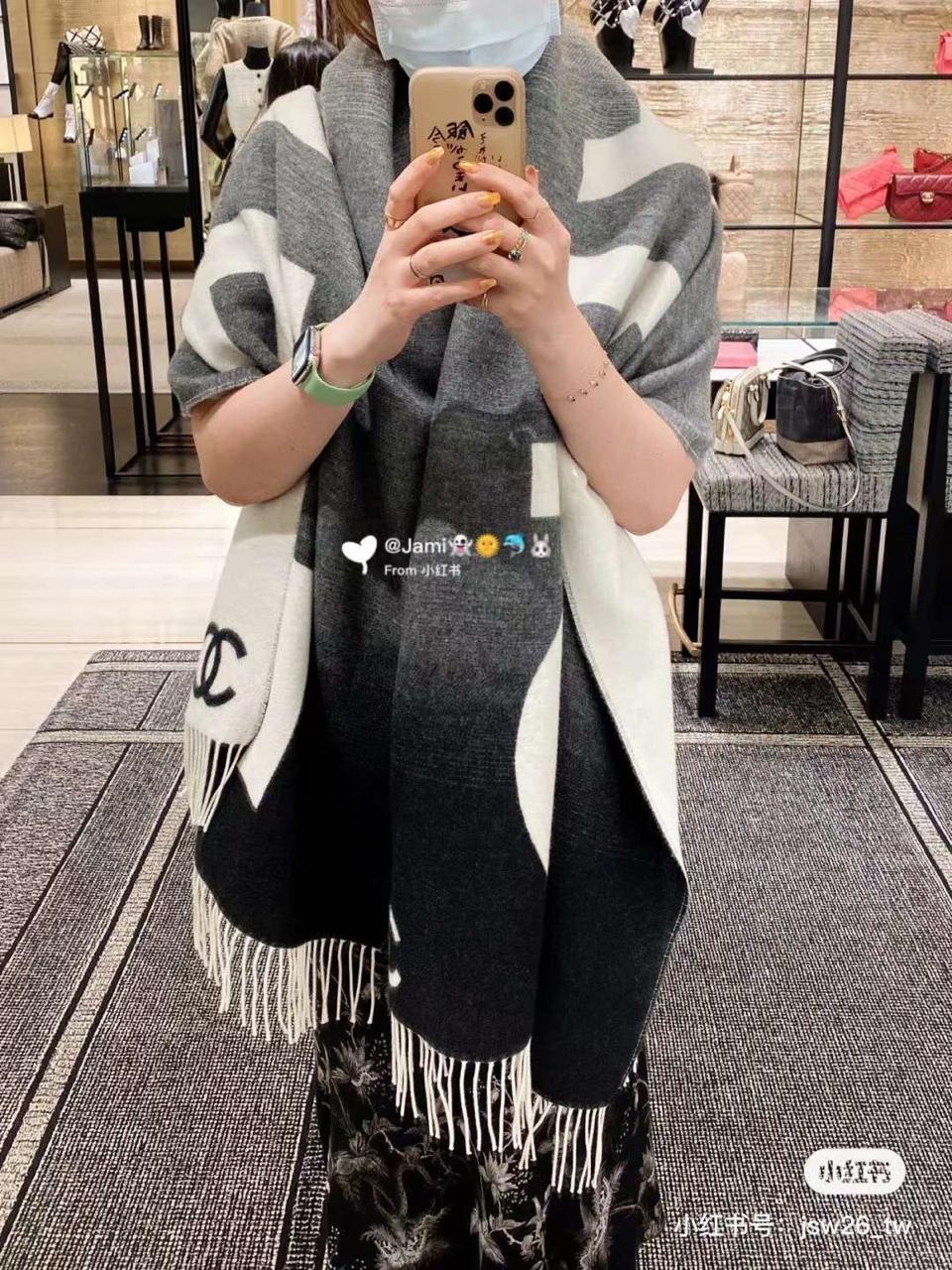 CC Chanl Reversible Woolen Shawl for Women