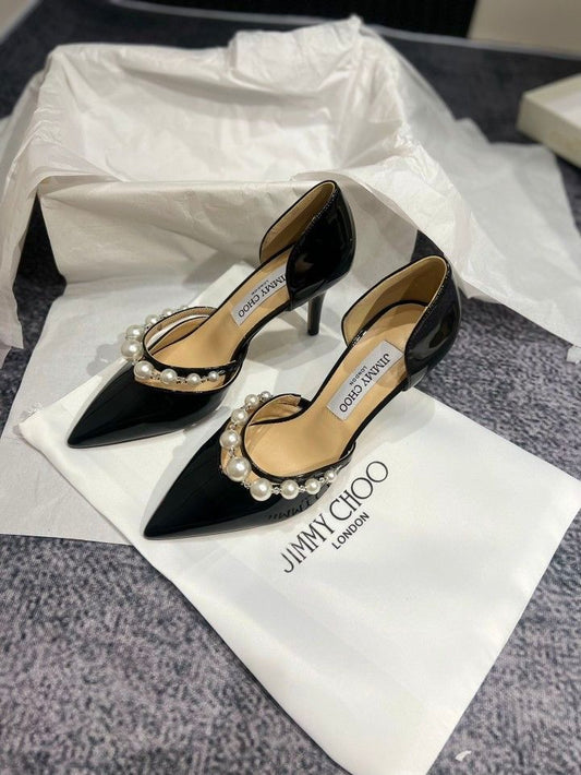 JIMMY CHOO Aurelie 85 Pearl-Embellished Heel Pumps for Women