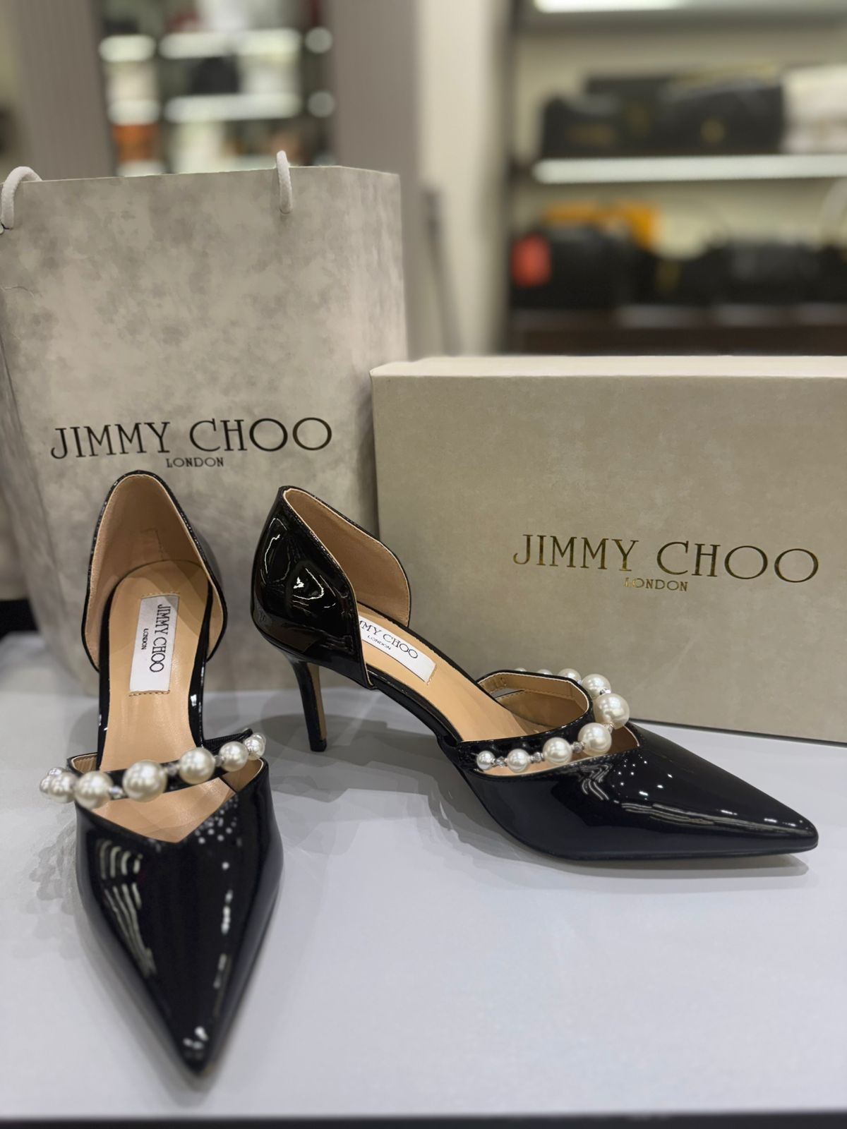 JIMMY CHOO Aurelie 85 Pearl-Embellished Heel Pumps for Women
