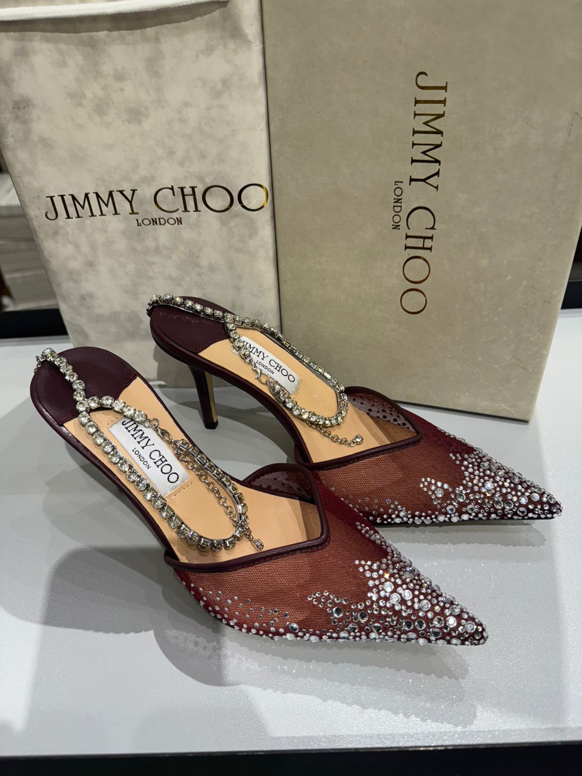 JIMMY CHOO Aurelie 85 Pearl-Embellished Heel Pumps for Women