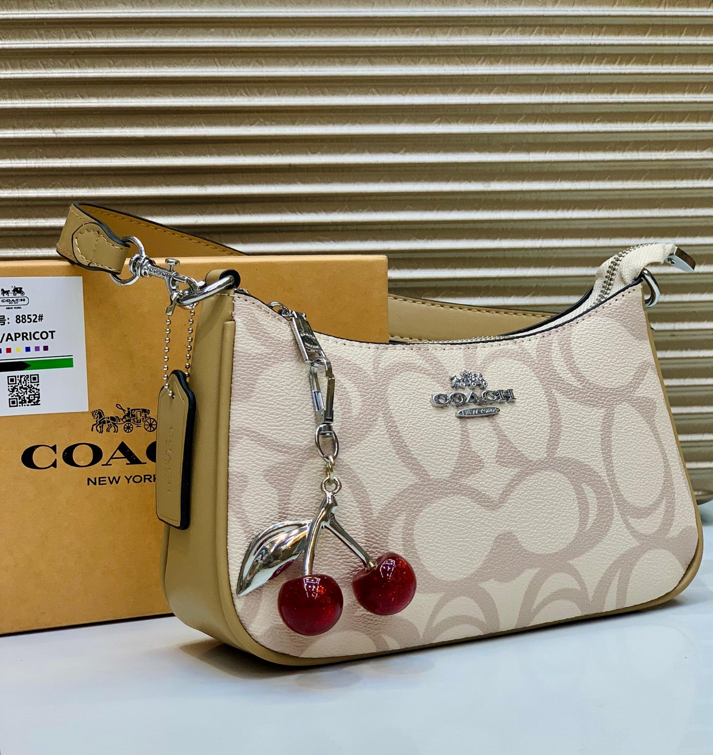 Co-ach (4 Colors) Teri with Cherry Keychain Shoulder Bag for Women