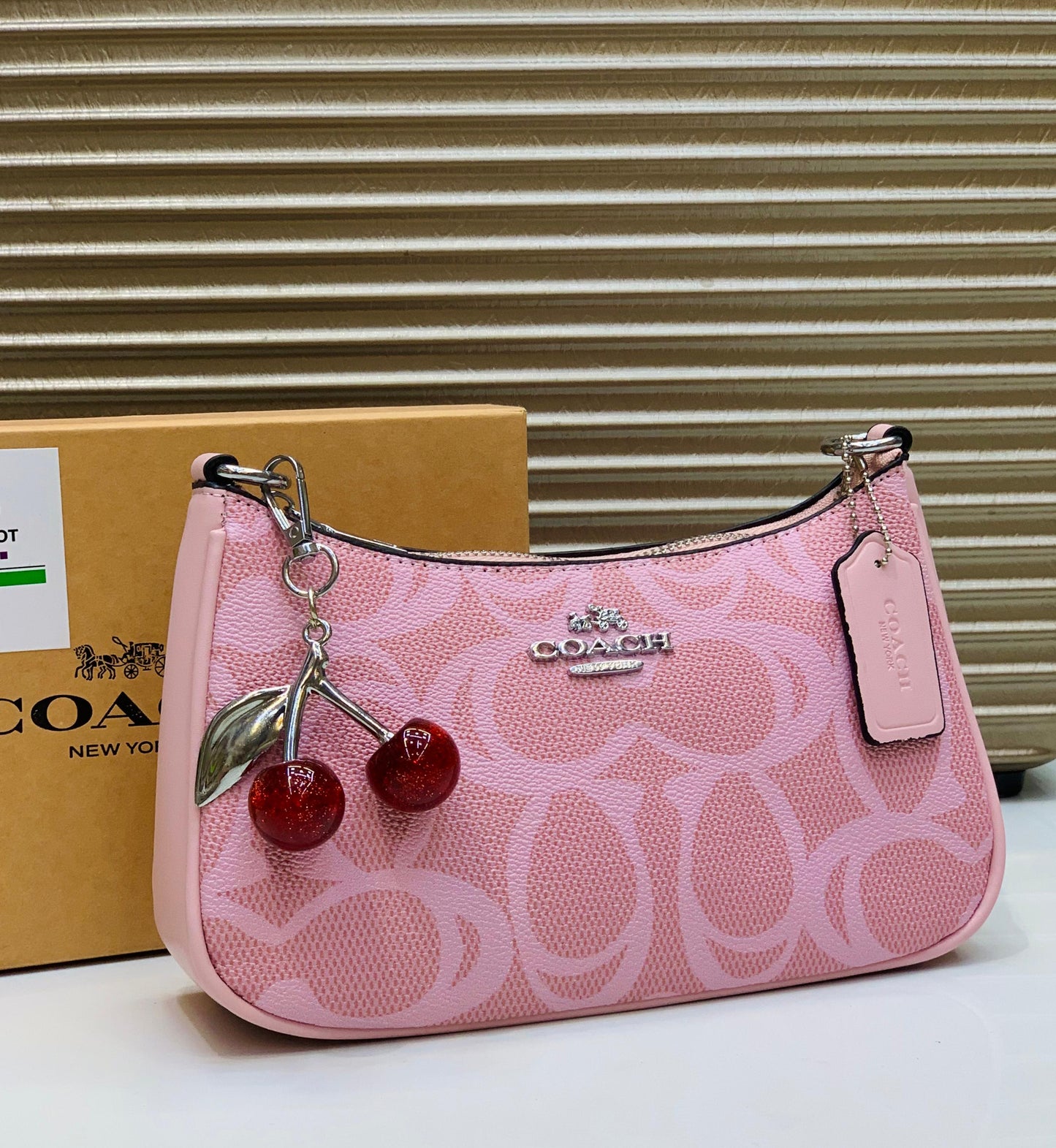 Co-ach (4 Colors) Teri with Cherry Keychain Shoulder Bag for Women