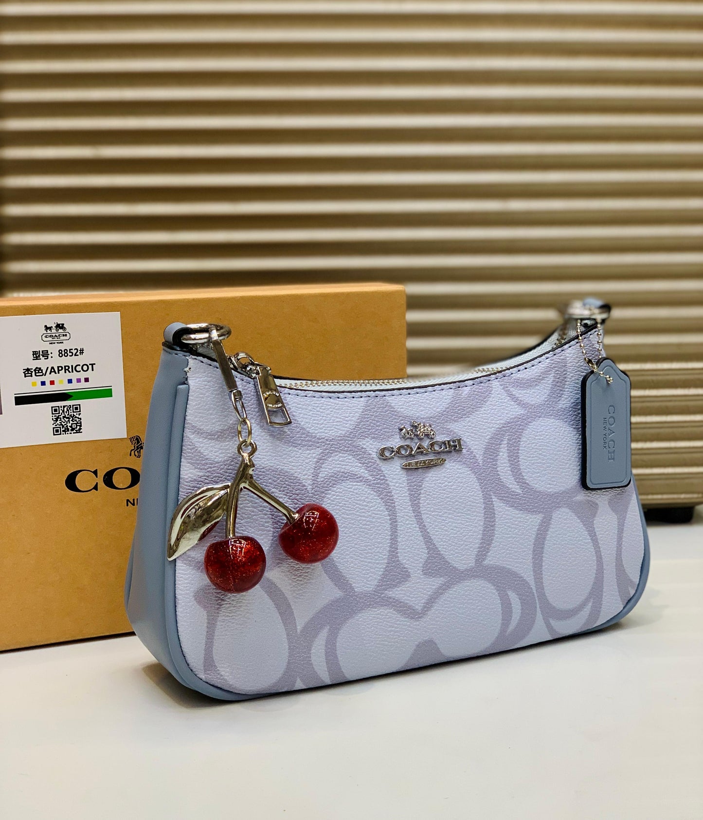 Co-ach (4 Colors) Teri with Cherry Keychain Shoulder Bag for Women