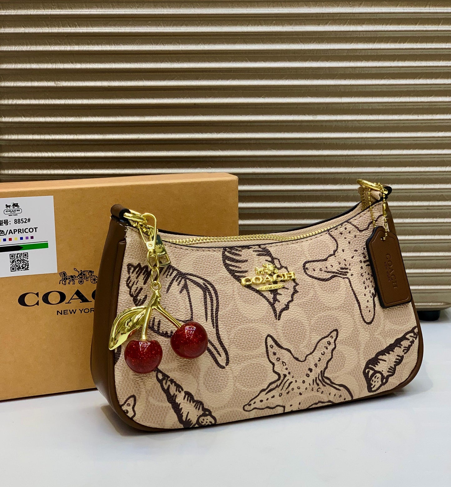 Co-ach (4 Colors) Teri with Cherry Keychain Shoulder Bag for Women