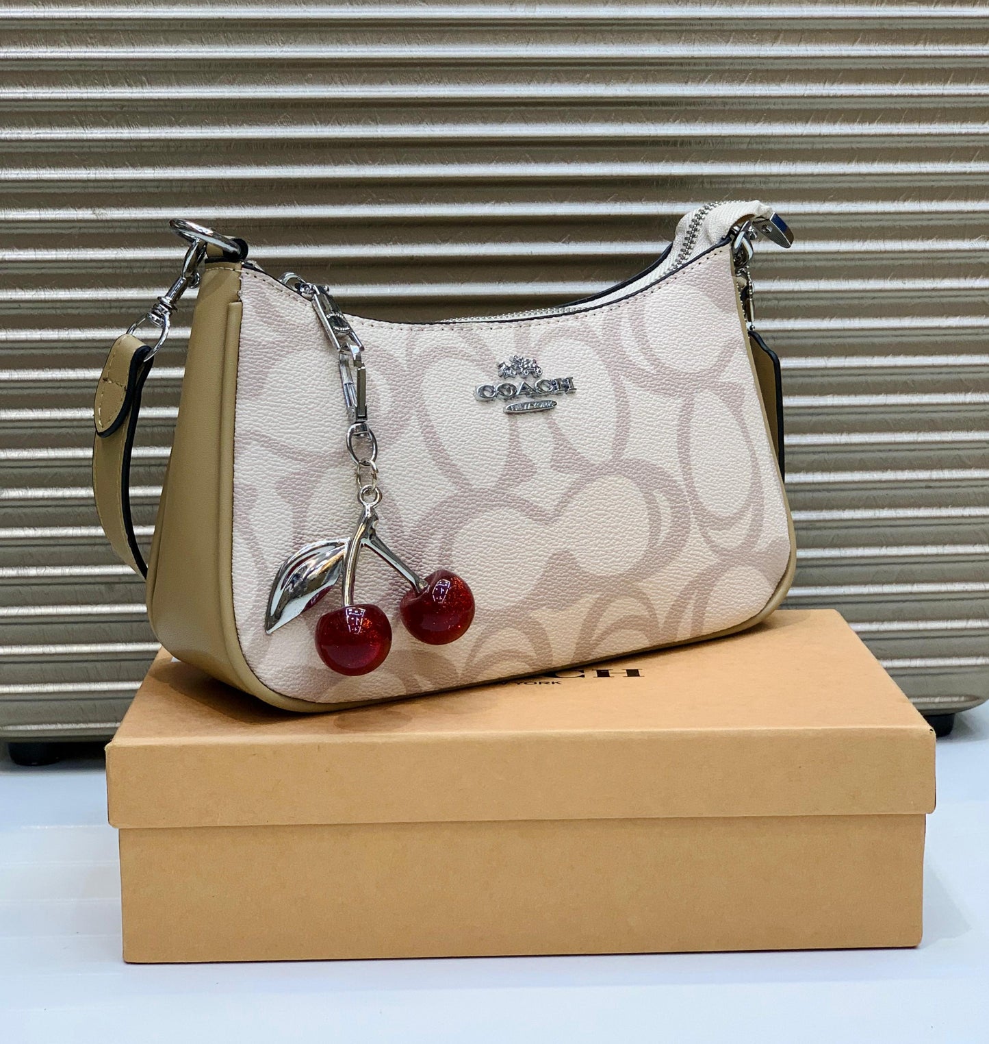 Co-ach (4 Colors) Teri with Cherry Keychain Shoulder Bag for Women