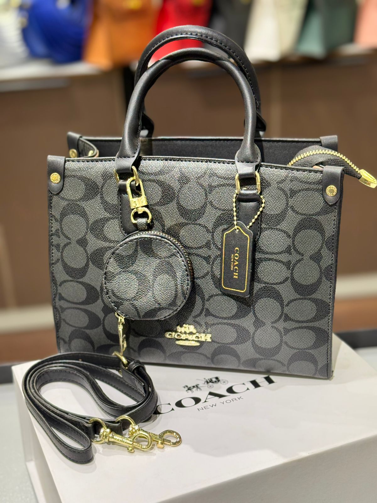 Luxury Brand COA CH Maggie Small Tote Bag In Blocked Signature Canvas Shoulder bag for Women