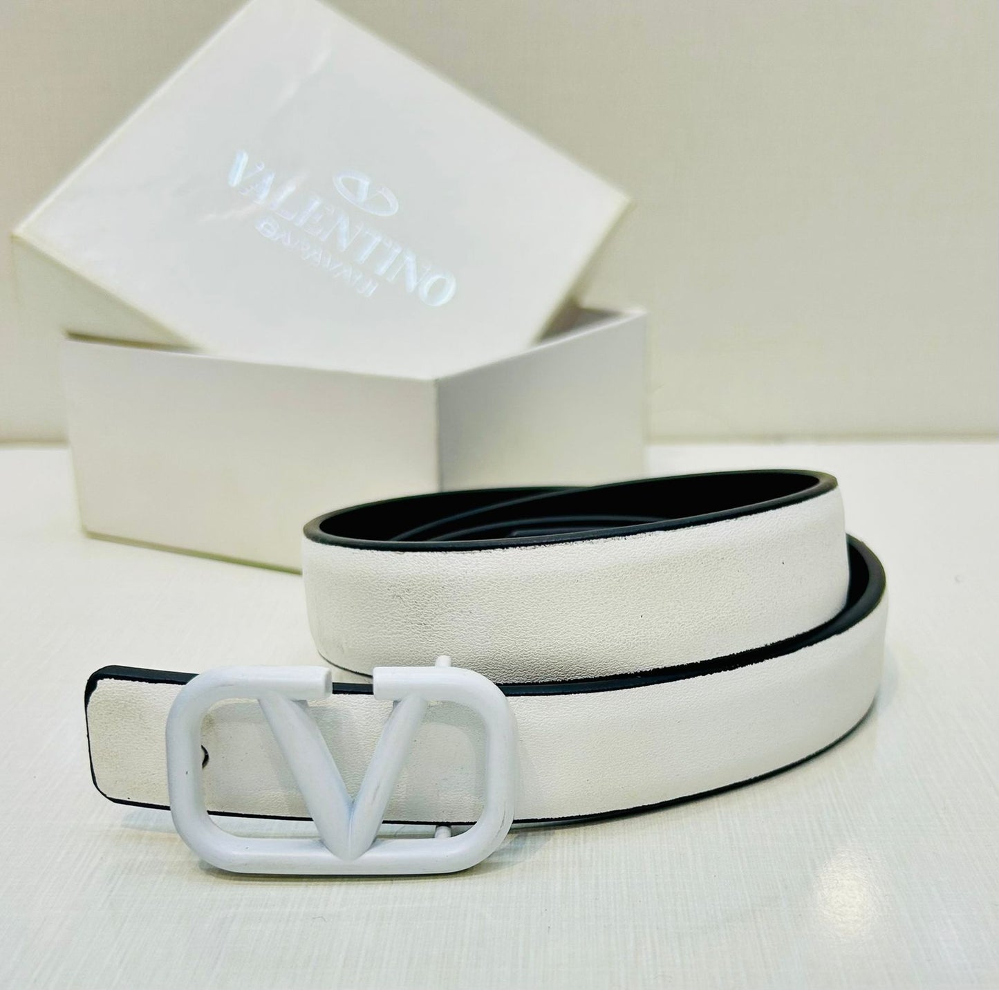 VLTN White Belts for Women