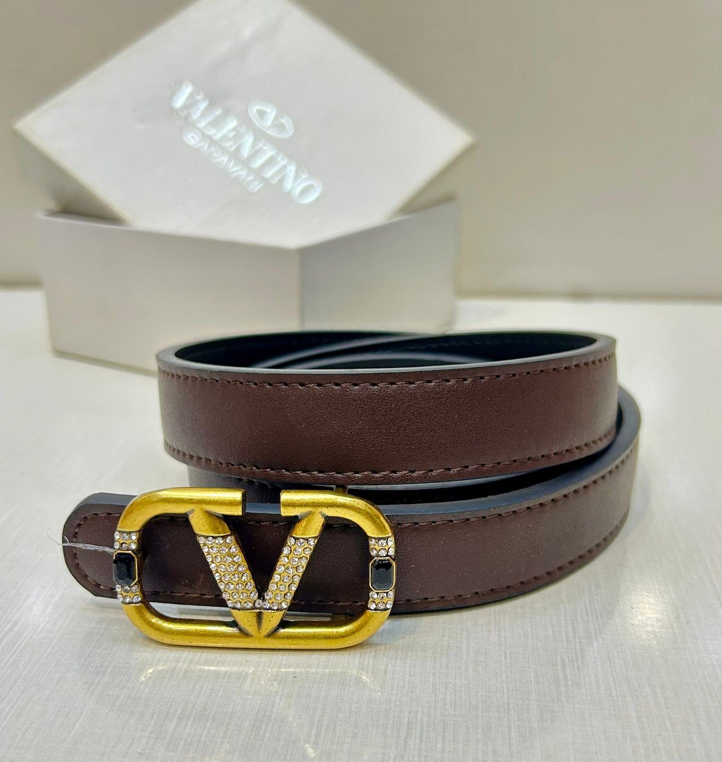 VLTN Brown Belts for Women