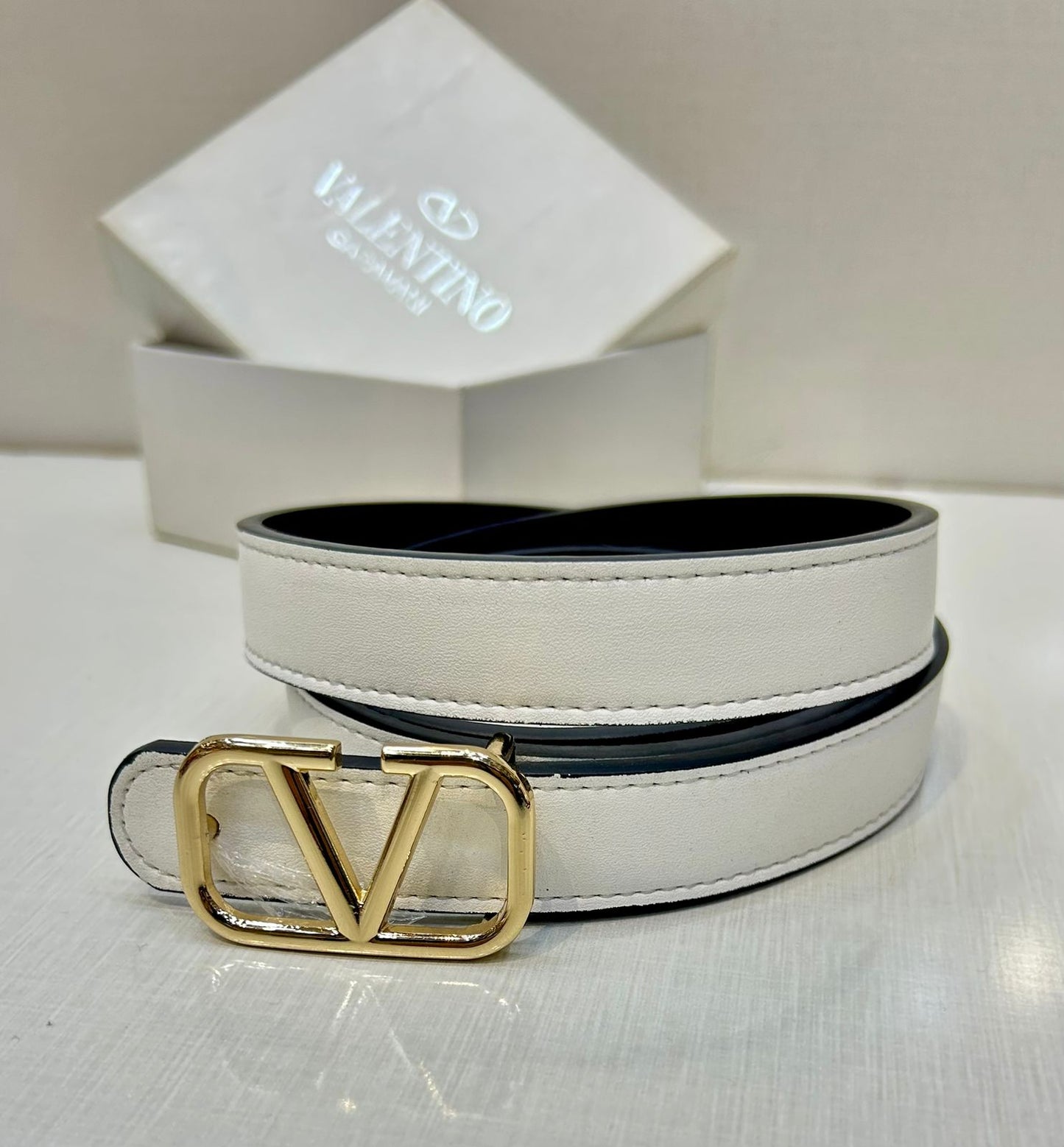 VLTN White Belts for Women
