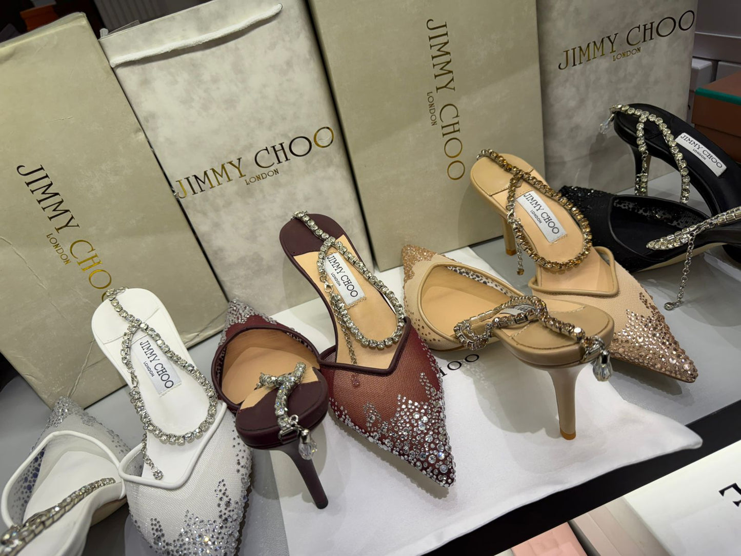 Jimmy Choo Saeda Crystal Ankel Heels for Women