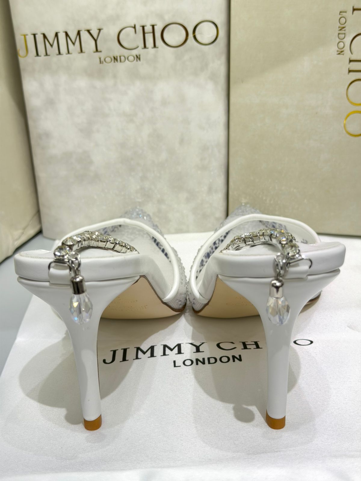Jimmy Choo Saeda Crystal Ankel Heels for Women