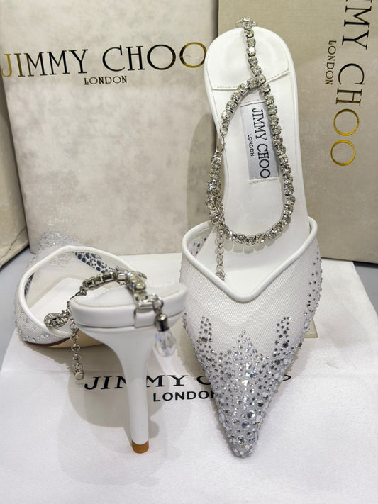 Jimmy Choo Saeda Crystal Ankel Heels for Women