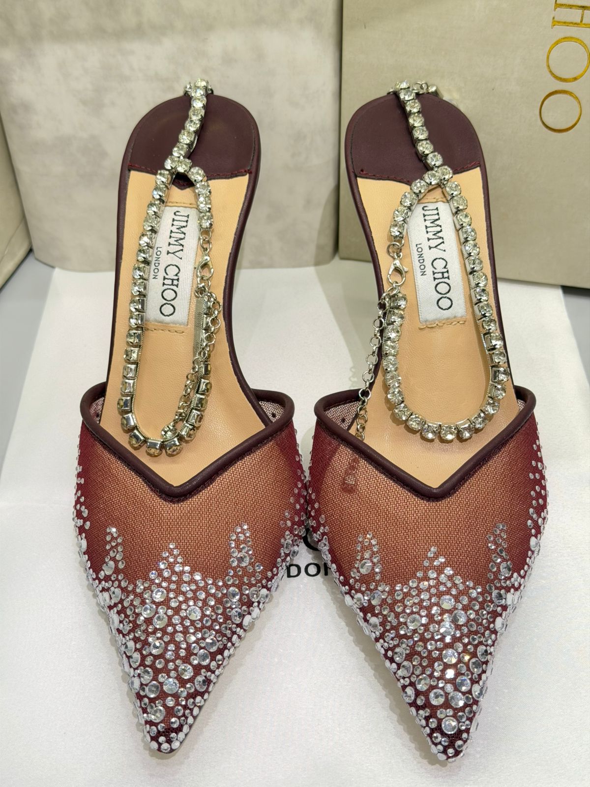 Jimmy Choo Saeda Crystal Ankel Heels for Women