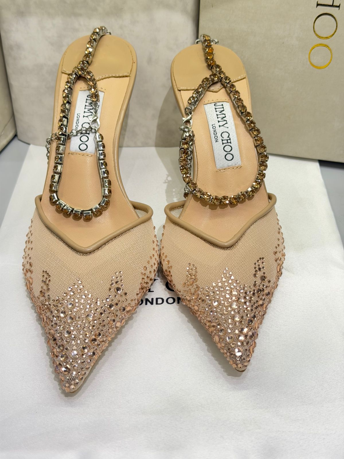 Jimmy Choo Saeda Crystal Ankel Heels for Women