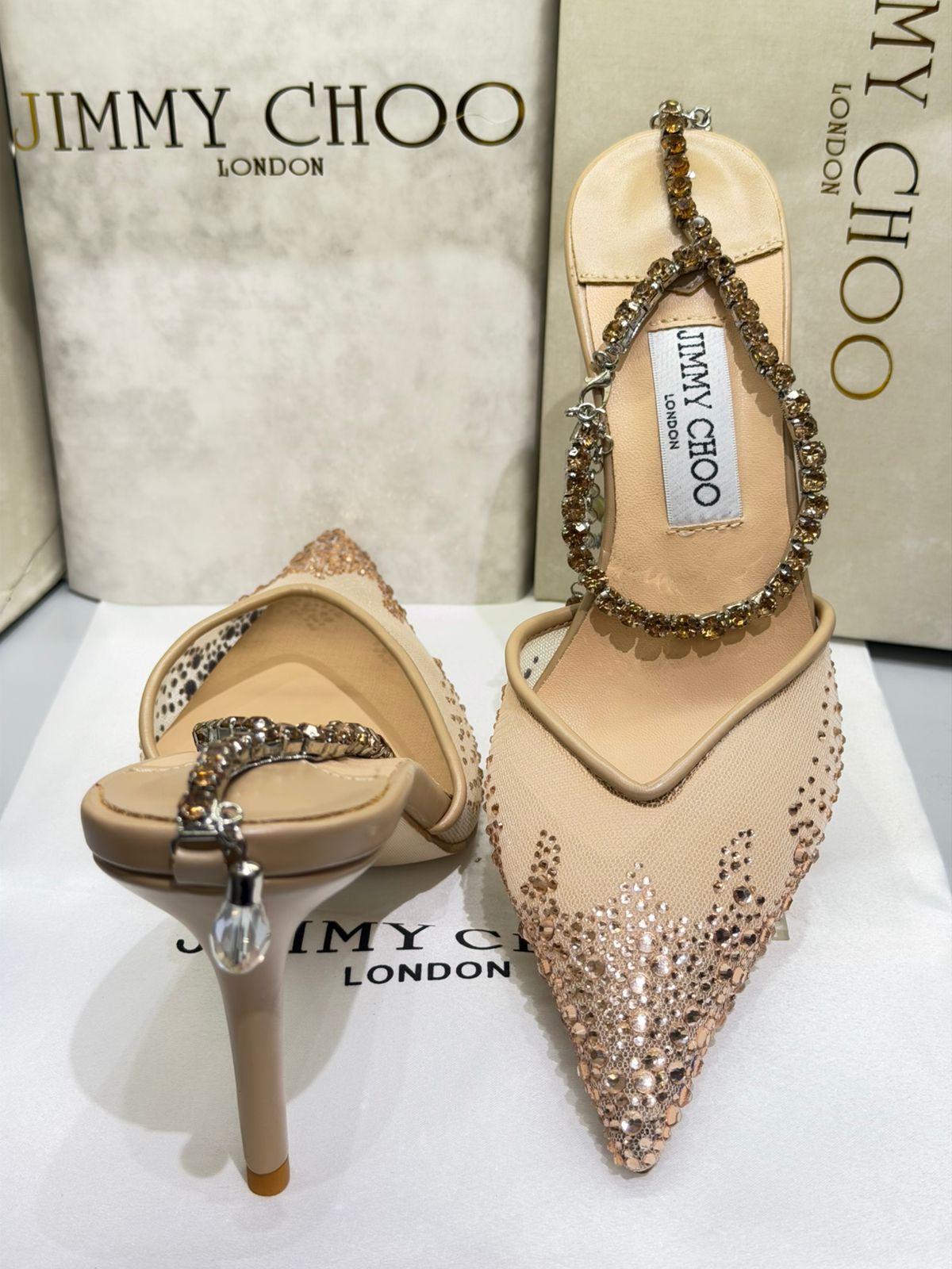 Jimmy Choo Saeda Crystal Ankel Heels for Women