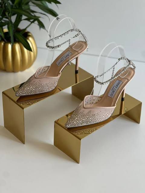 Jimmy Choo Saeda Crystal Ankel Heels for Women