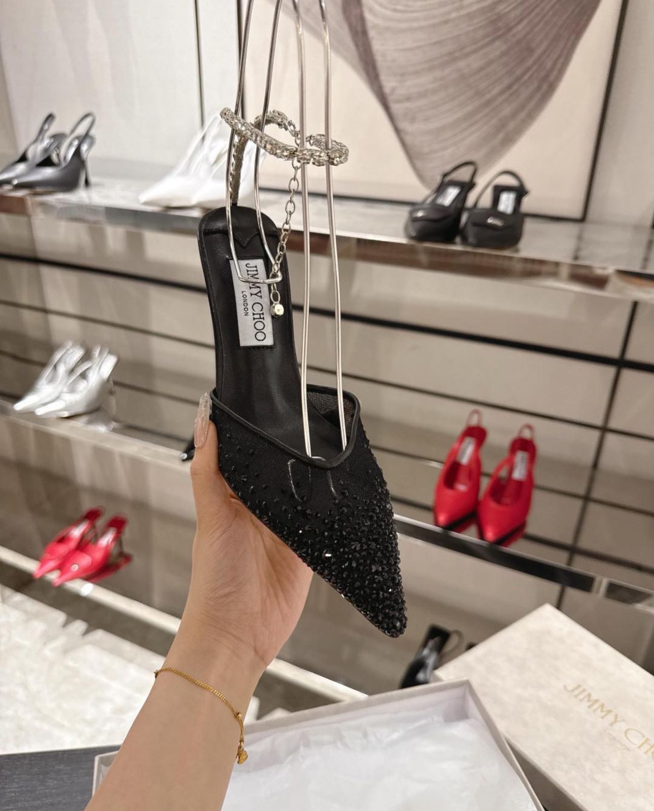 Jimmy Choo Saeda Crystal Ankel Heels for Women