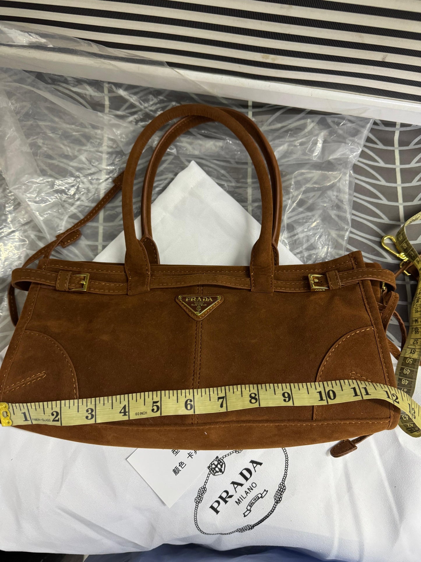 Premium Prda Bonnie Medium Suede Handbag for Women