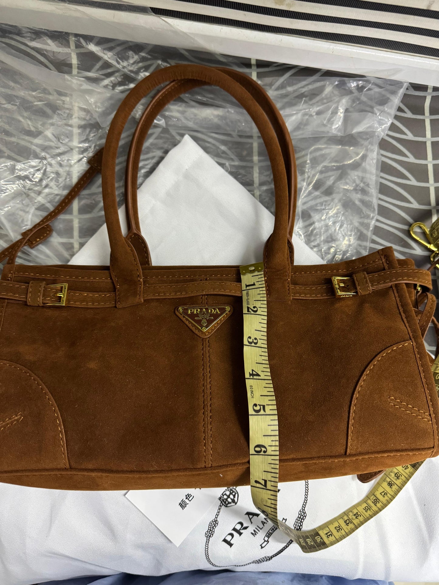 Premium Prda Bonnie Medium Suede Handbag for Women