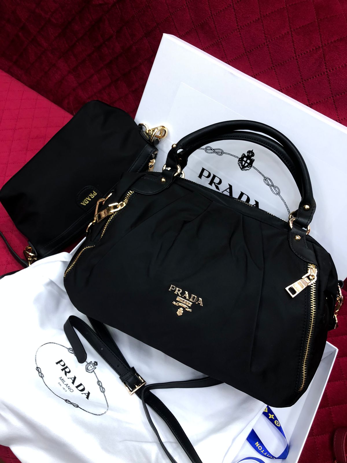 Prda Bag with Pouch Shoulder bag for Women