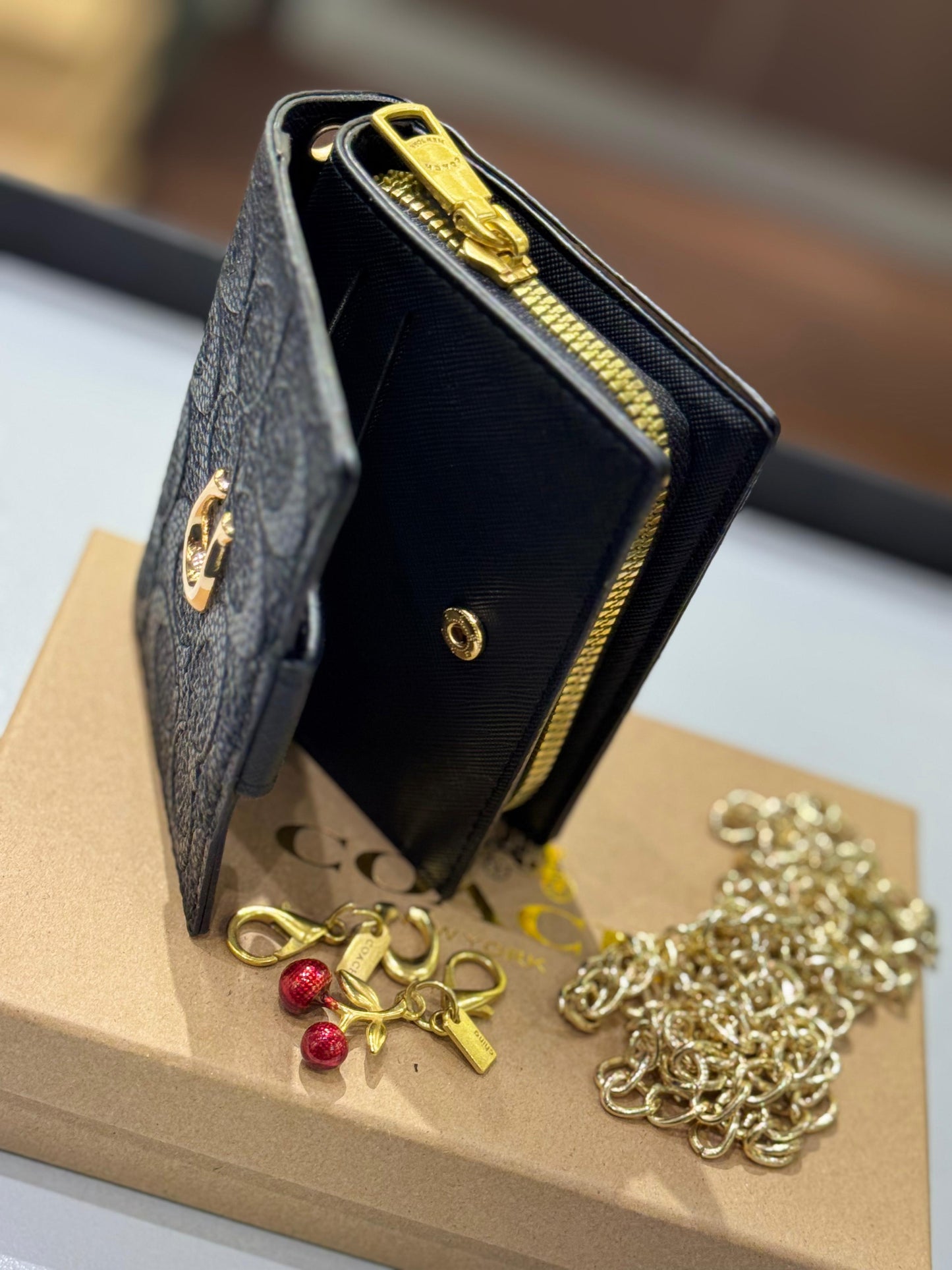 Coa-ch Wallet with Two Keyrings for Women