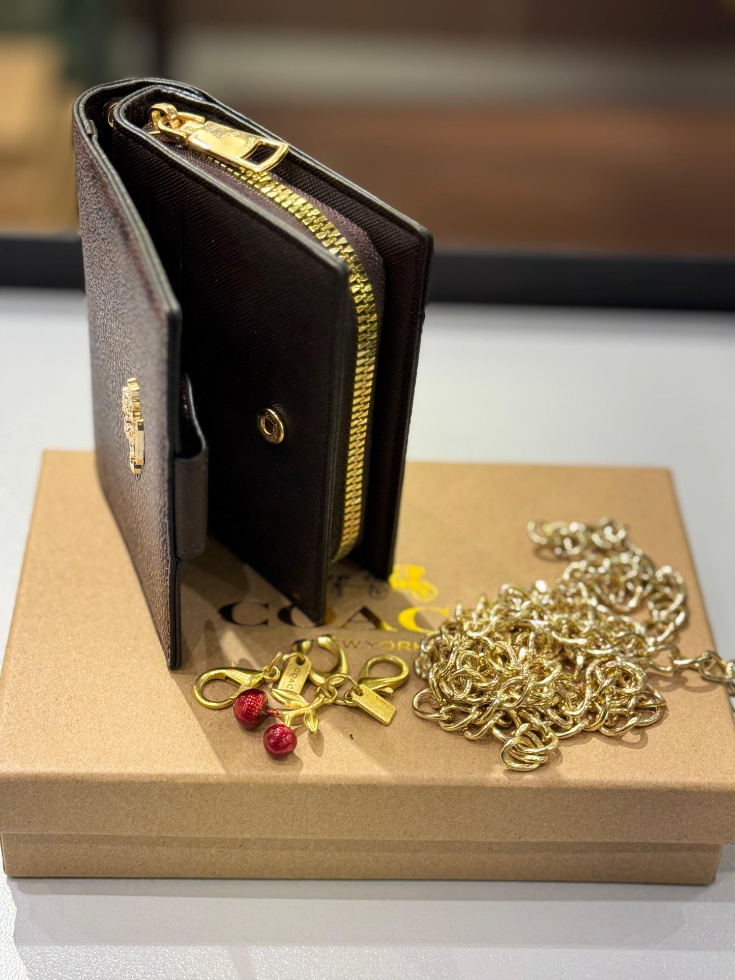 Coa-ch Wallet with Two Keyrings for Women