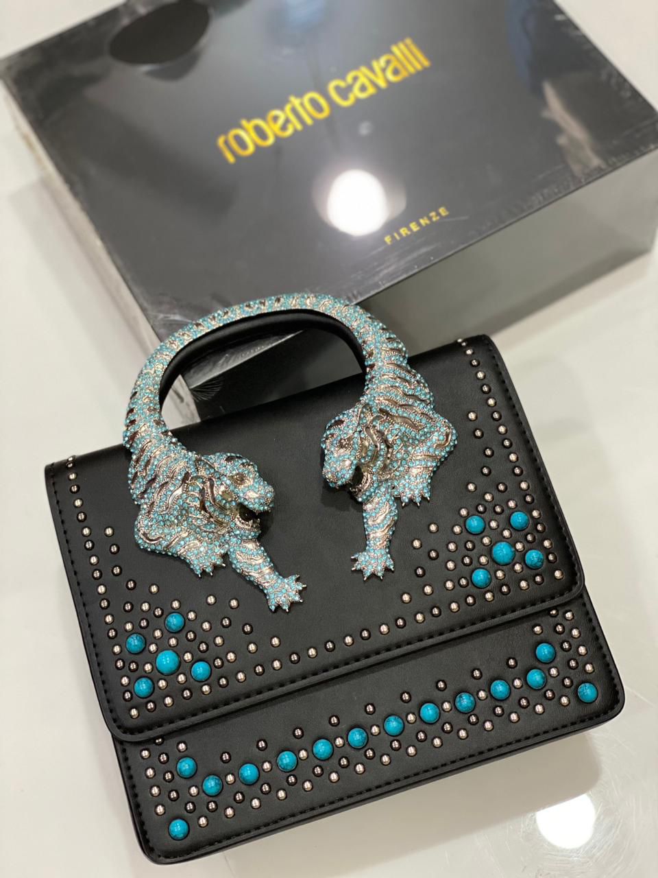 Roberto Cavali Roar Crystal Embellished Shoulder Bag for Women