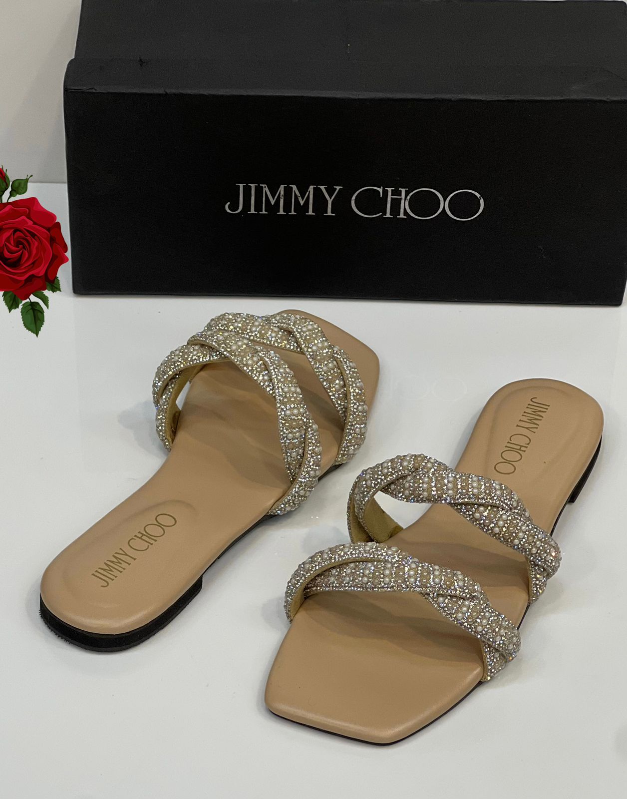 Jimmy Choo Snake Mesh Slippers for Women