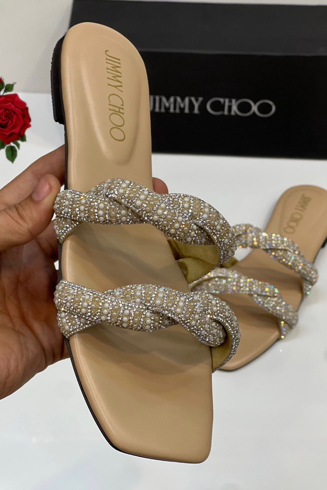 Jimmy Choo Snake Mesh Slippers for Women