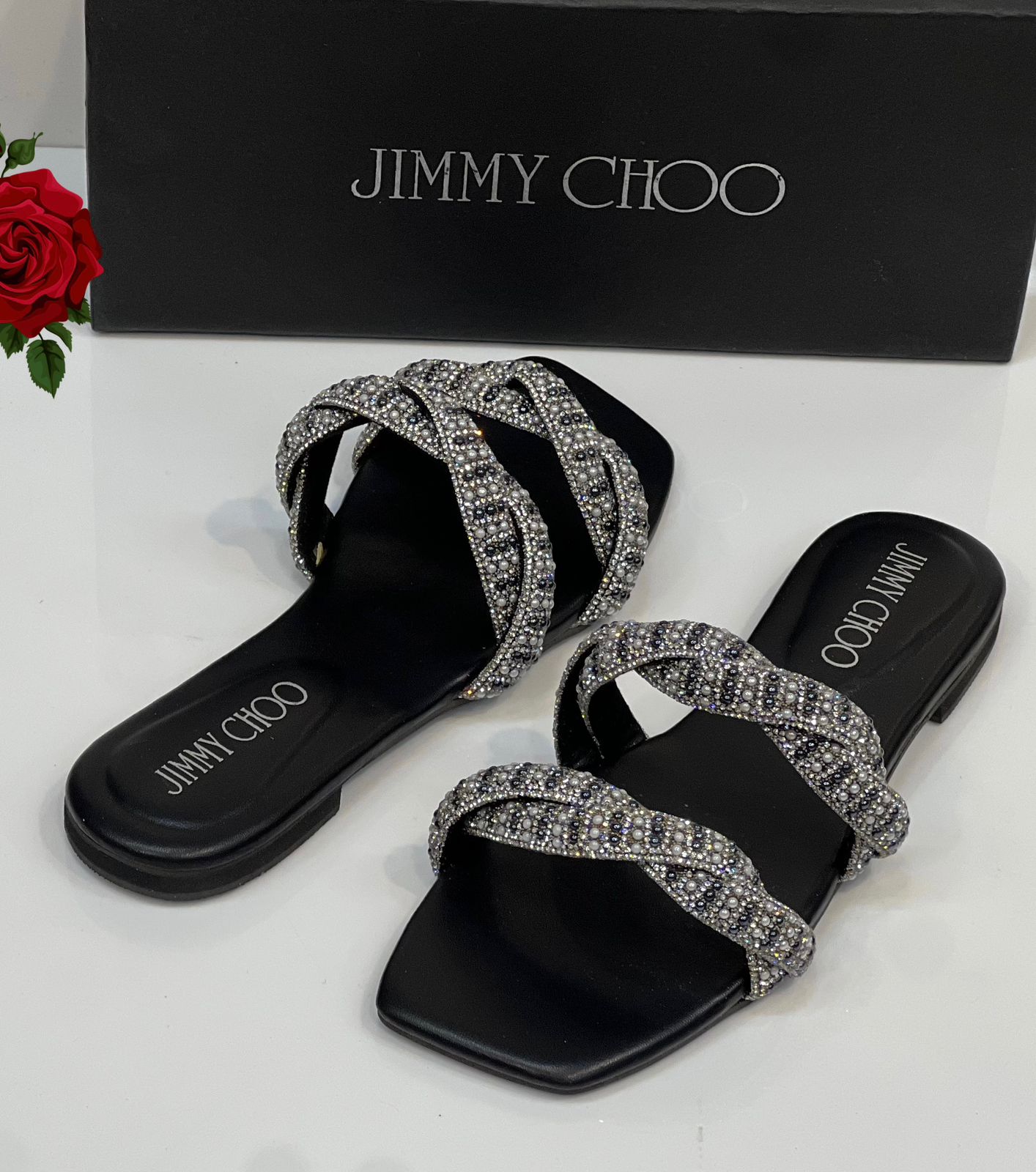 Jimmy Choo Snake Mesh Slippers for Women