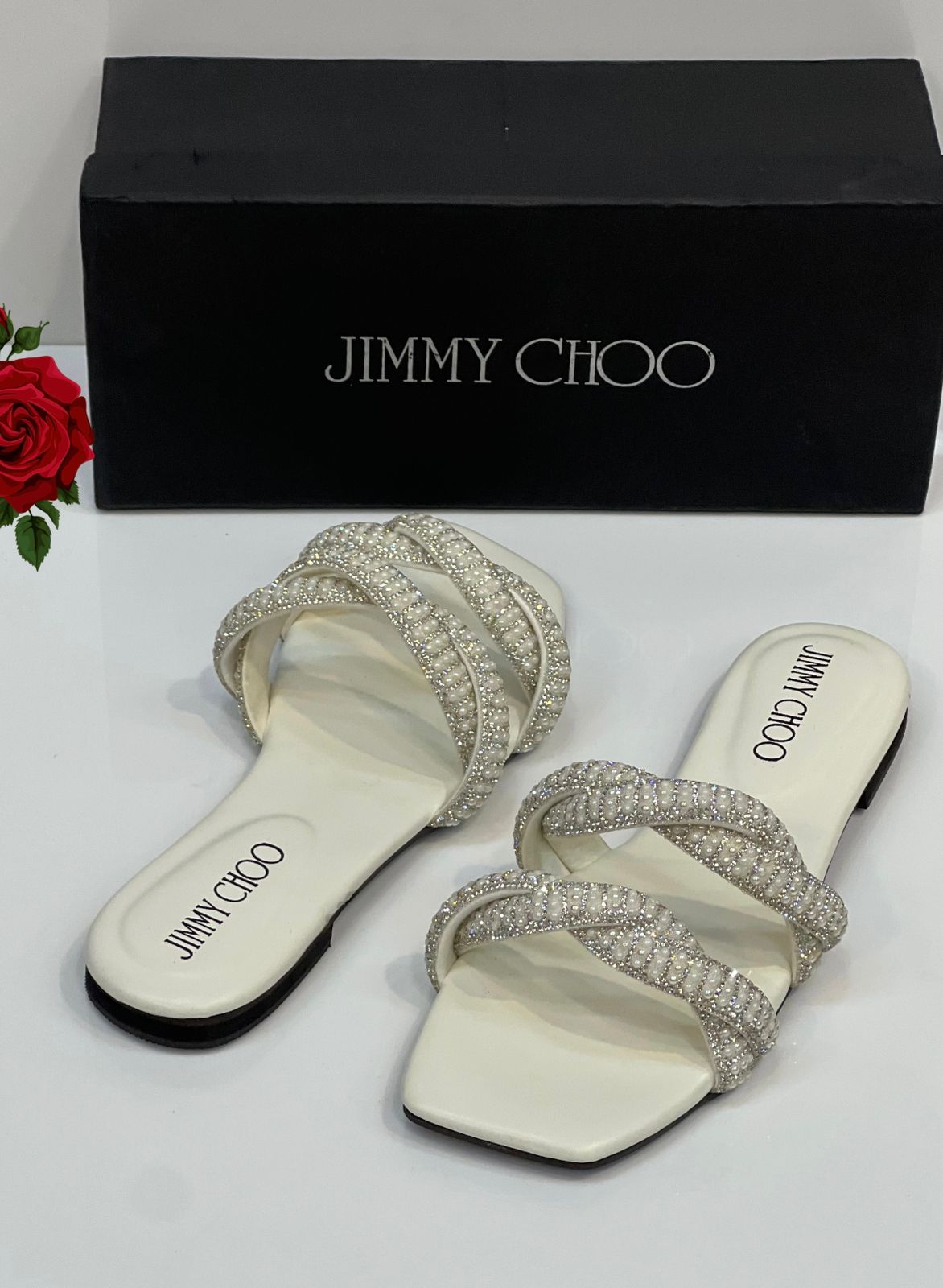Jimmy Choo Snake Mesh Slippers for Women