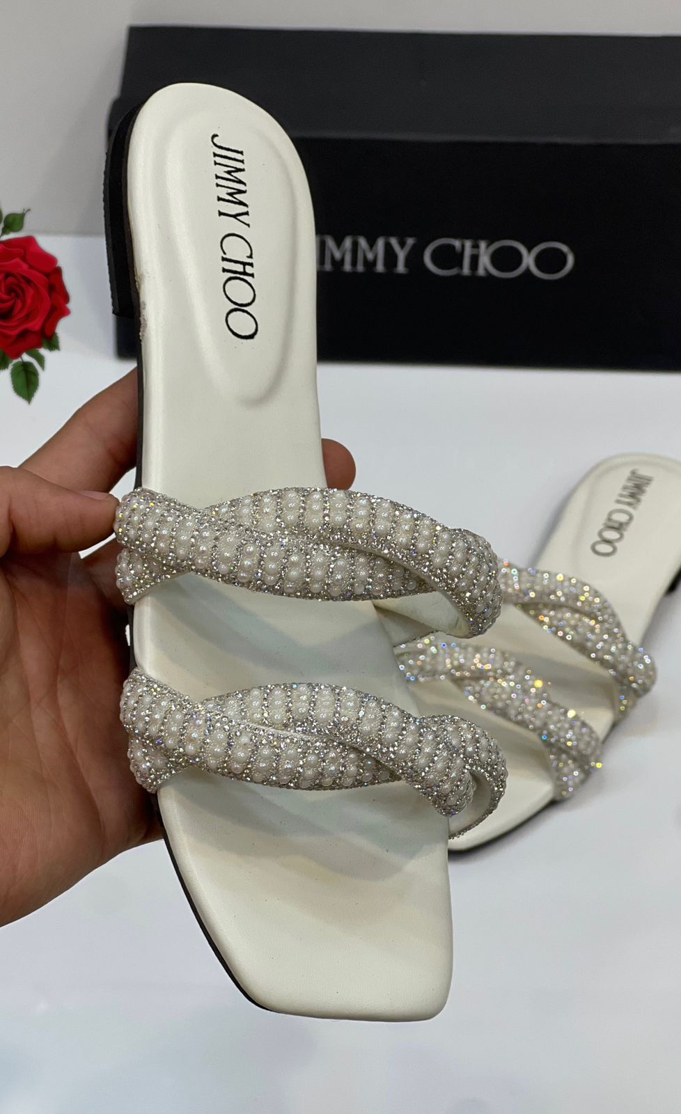 Jimmy Choo Snake Mesh Slippers for Women