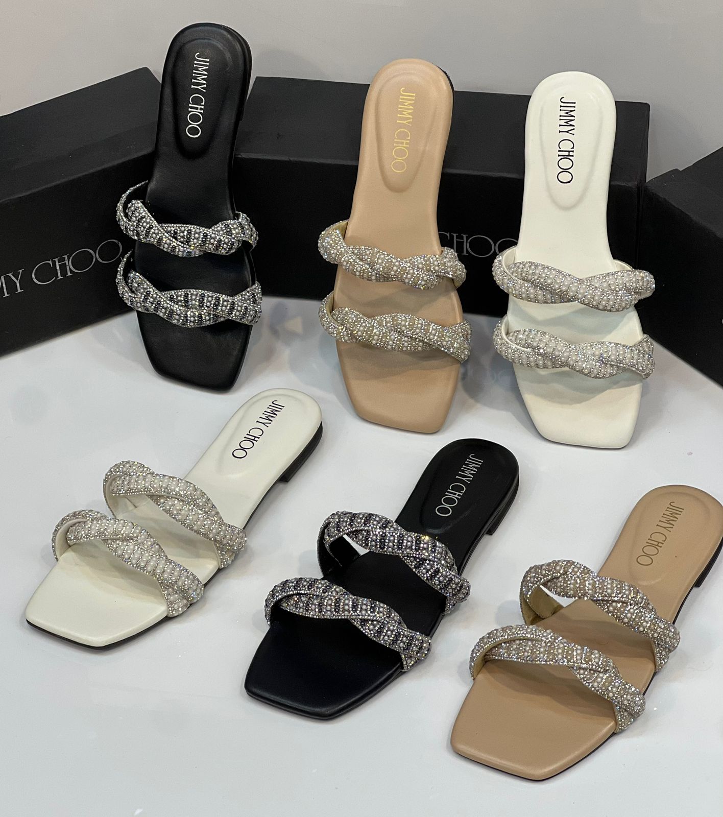 Jimmy Choo Snake Mesh Slippers for Women