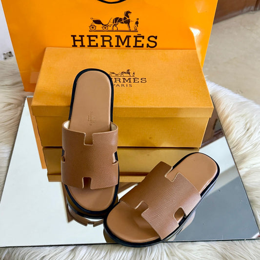 Her-mes H Brown Slipper for Men