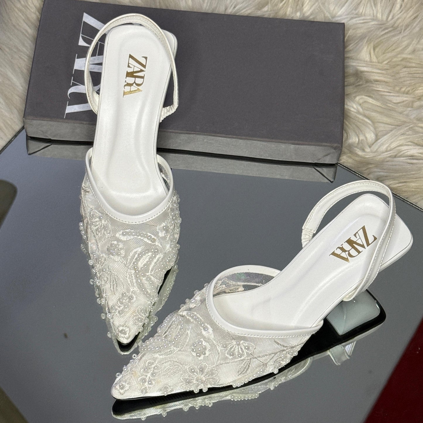 Zara Embroided Artwork Heel for Women