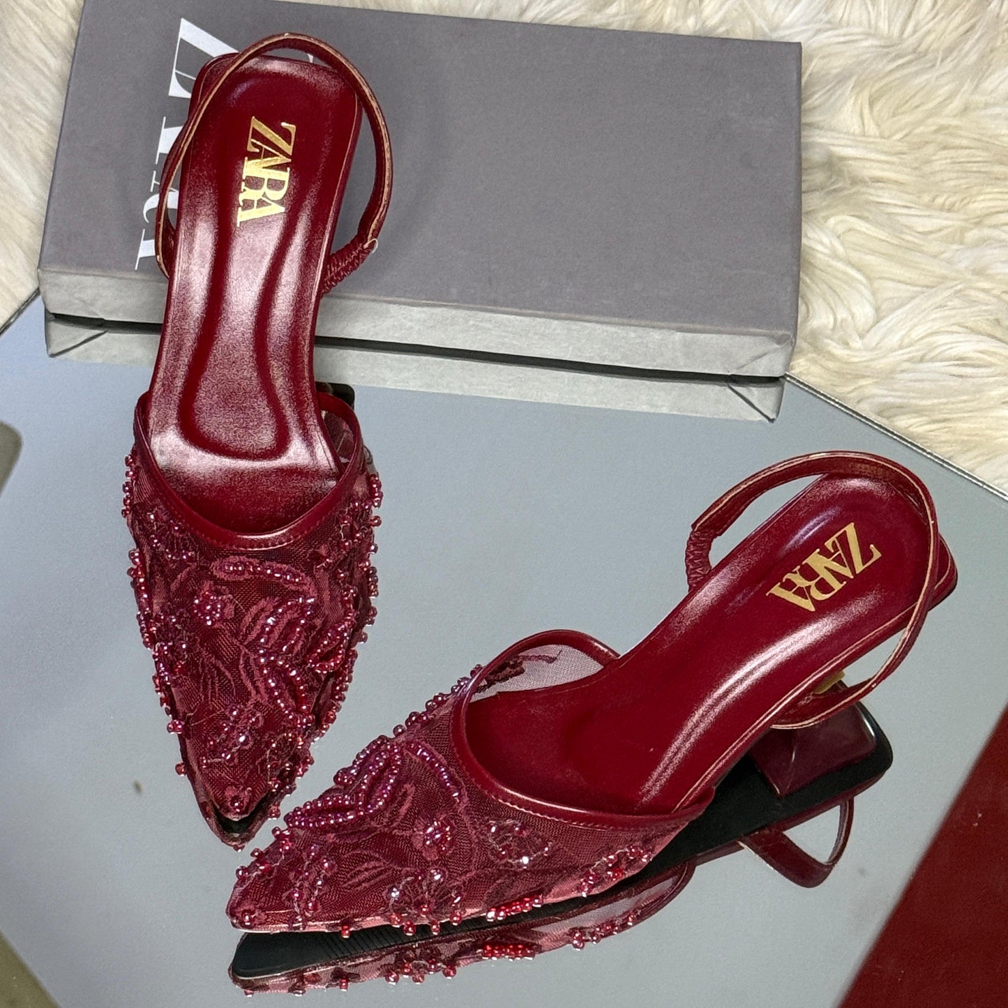 Zara Embroided Artwork Heel for Women